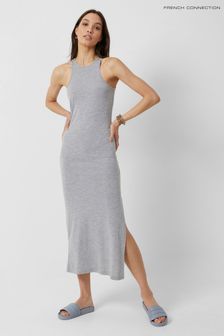 French Connection Solid Meadow Jersey Grey Racer Back Bodycon Dress (T75875) | 186 zł