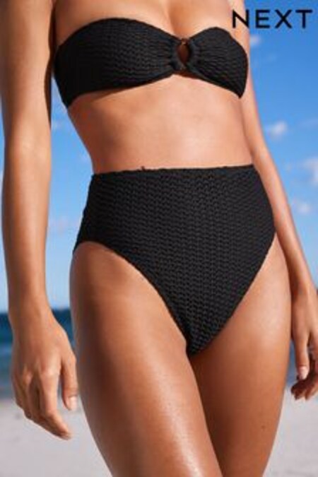 Black Crochet High Waist High Leg Bikini Bottoms (T75876) | 23 €