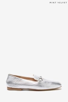 Mint Velvet Silver Camille Leather Loafers (T76114) | ￥14,930