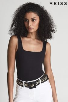 Reiss Black Laurie Square Neck Jersey Body (T76229) | SGD 187