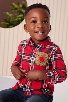 Rdeča tartan z žepom Rudolph - Next karirasta srajca (3 mesecev–7 let) (T76264) | €10 - €12
