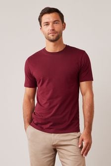Bordová červená - Okrúhly výstrih, úzky strih - Essential T-shirt (T76446) | €7