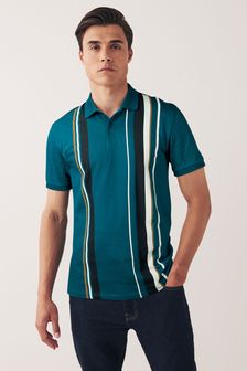Teal Blue Vertical Block Polo Shirt (T76470) | €27