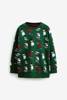 Grün - Pullover mit weihnachtlichem Motiv (3-16yrs) (T76546) | 9 € - 13 €