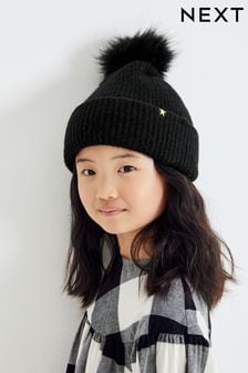 Black Pom Pom Beanie Hat (3-16yrs) (T76625) | €8 - €13