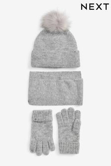 Grey Hat, Gloves And Scarf Set (3-16yrs) (T76665) | 8,850 Ft - 10,410 Ft