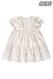 Rochie din jerseu cu imprimeu floral pentru nou-născuți fete Mamas & Papas albă (T76697) | 65 LEI
