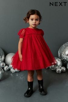 Red Mesh Party Dress (3mths-7yrs) (T76809) | €19 - €24