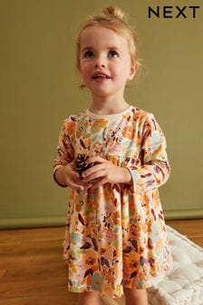 Разноцветный с цветочным принтом - Трикотажное платье с длинными рукавами (3 мес.-7 лет) (T76815) | €6 - €8