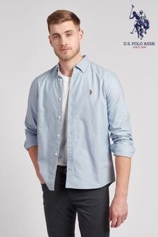 חולצה מכופתרת של ‪U.s. Polo Assn.‬ דגם Lifestyle Peached בכחול (T77002) | ‏233 ₪