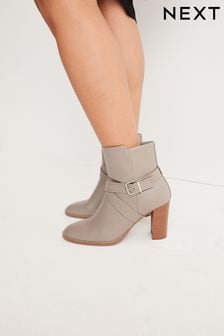 Grey Forever Comfort® Buckle Detail Heeled Ankle Boots (T77175) | 75 €