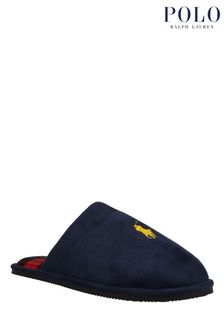 Navy - Polo Ralph Lauren Mens Klarence Logo Plaid Slippers (T77191) | MYR 390