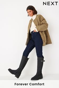 Black Regular/Wide Fit Forever Comfort® Stitch Detail Knee High Boots (T77242) | €43.50
