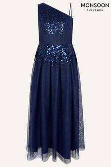 Monsoon Blue Elish One-Shoulder Prom Dress (T77368) | ₪ 242 - ₪ 265
