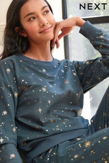 Gri cu imprimeu folie stele - Next pijamale confortabile foarte moi (T77430) | 199 LEI