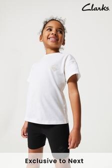 Clarks White Girls T-Shirt, Shorts and Bag PE Kit (T77571) | $45 - $48