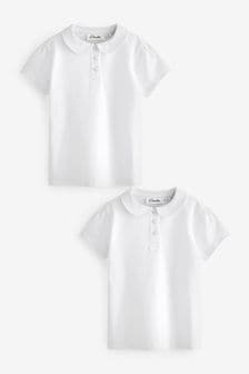 Clarks White School Short Sleeve Girls Polo Shirts 2 Pack (T77653) | €15.50 - €17.50