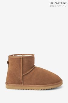 Tan/Brown Signature Suede Boot Slippers (T77677) | 1,092 UAH