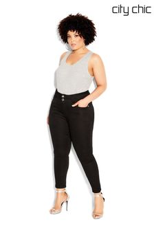 City Chic Asha Short Skinny Black Jeans (T78335) | $76
