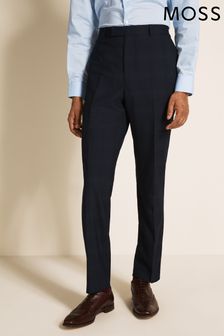 MOSS Blue Slim Fit Check Trousers (T78753) | €56