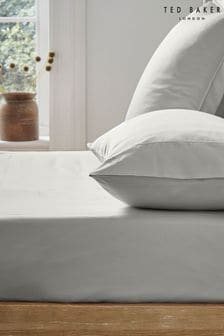 Ted Baker Silver Silky Smooth Plain Dye 250 Thread Count Cotton Fitted Sheet (T78833) | 54 € - 84 €