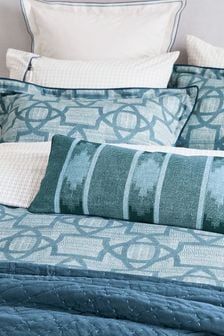 Bedeck of Belfast Teal Blue Emaya Cotton Embroidered Cushion (T78893) | 74 €