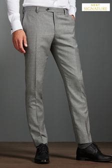 Grey Slim Fit Signature Empire Mills 100% Wool Puppytooth Suit: Trousers (T79060) | €42