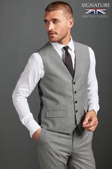 Grey Signature Empire Mills 100% Wool Puppytooth Suit: Waistcoat (T79062) | SGD 112