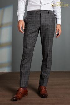 Grey Slim Fit Signature TG Di Fabio Wool Rich Check Suit: Trousers (T79067) | €32