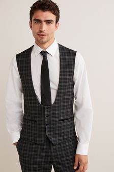 Charcoal Grey Check Suit: Waistcoat (T79072) | 25 €