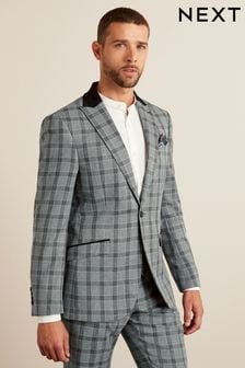 Svetlo siva - Karirasta moška obleka (T79073) | €83