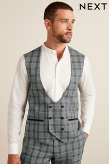 Light Grey Check Suit Waistcoat (T79075) | 25 €