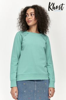 Khost Clothing Sweatshirt mit Lochstickerei-Besatz, grün (T79146) | 22 €