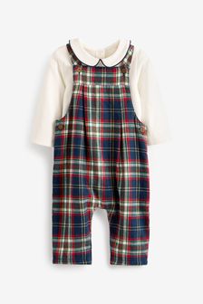 Navy/Red Woven Check Smart Baby Dungaree And Bodysuit Set (0mths-2yrs) (T79181) | $38 - $41