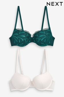 Verde/crem ecru - Sutiene brodate cu 2 Pachet (T79310) | 165 LEI