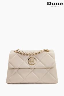 Crème - Dune London Print Duchess Medium Leather Quilted Bag (T79413) | 205€