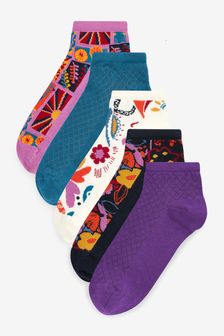 Purple Bright Patterned Trainer Socks 5 Pack (T79503) | €13