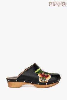 Penelope Chilvers Black Low Embroidered Clog Shoes (T79642) | 227 €