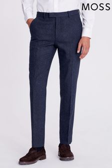 MOSS Slim Fit Blue Donegal Suit: Trousers