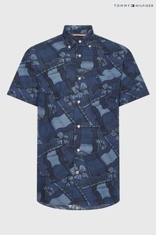 Tommy Hilfiger Blue Big And Tall Flag Short Sleeve Shirt (T80032) | SGD 138
