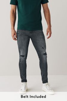 Blue/Black Denim With Rips Skinny Fit Stretch Jeans (T80140) | 1,091 UAH