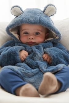 Blau - Geknöpfte, kuschelige Baby-Jacke mit Kapuze und Ohren (0 Monate bis 2 Jahre) (T80352) | 27 € - 29 €