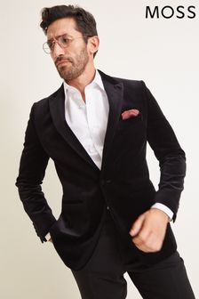 Moss Black Tailored Fit Velvet Suit: Jacket (T80387) | €253