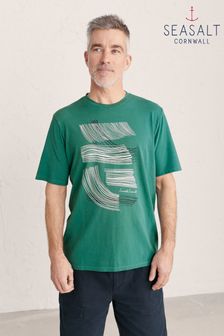 Seasalt Cornwall Mens Green Organic Cotton Crew Neck Midwatch T-Shirt (T80907) | 19 €