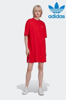 adidas Originals Adicolor Classics T-Shirt-Kleid mit großem Dreiblattlogo, Rot (T81028) | 51 €