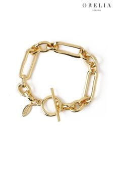 Orelia London Rectangular Link T-Bar Gold Bracelet (T81053) | 128 SAR
