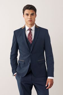 Navy Blue Trimmed Striped Suit: Jacket (T81061) | 113 €