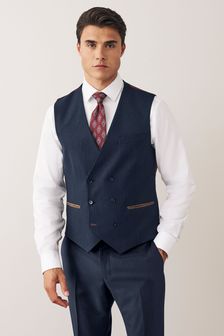 Navy Trimmed Striped Suit: Waistcoat (T81063) | €26
