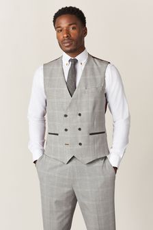 Light Grey Trimmed Check Waistcoat (T81066) | 32 €