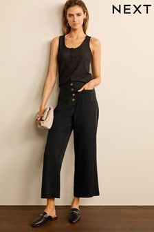 Black Tailored Button Front Culottes (T81107) | €24